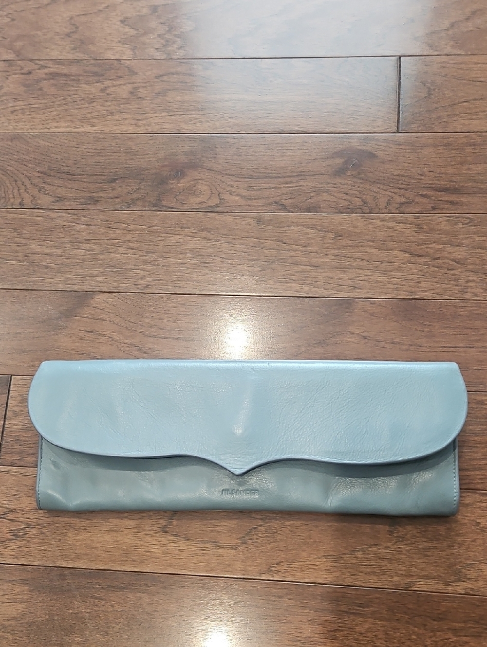 JIL SANDER Light Blue Leather Chain-Handle Clutch